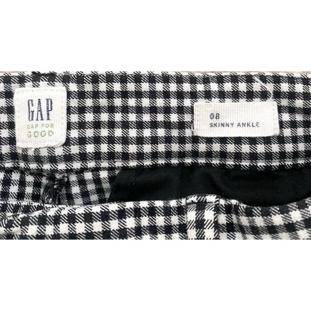 GAP Womens Skinny Ankle Black & White Gingham Pants Size 8 w/ Zip Pockets
